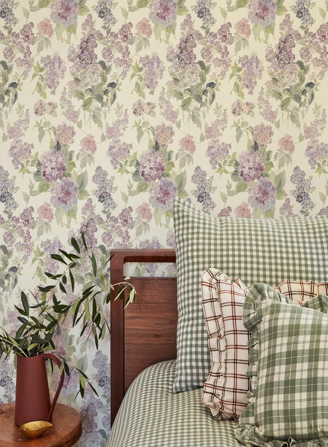 JiffDiff Floral Wallpaper Peel and Stick Modern, Purple Lilac Flower Wall Paper, Vintage Self Adhesive Wallpapers for Bedroom or Furniture Decor, Removable Renter Friendly Contact Paper 120" X17.3" - Image 2